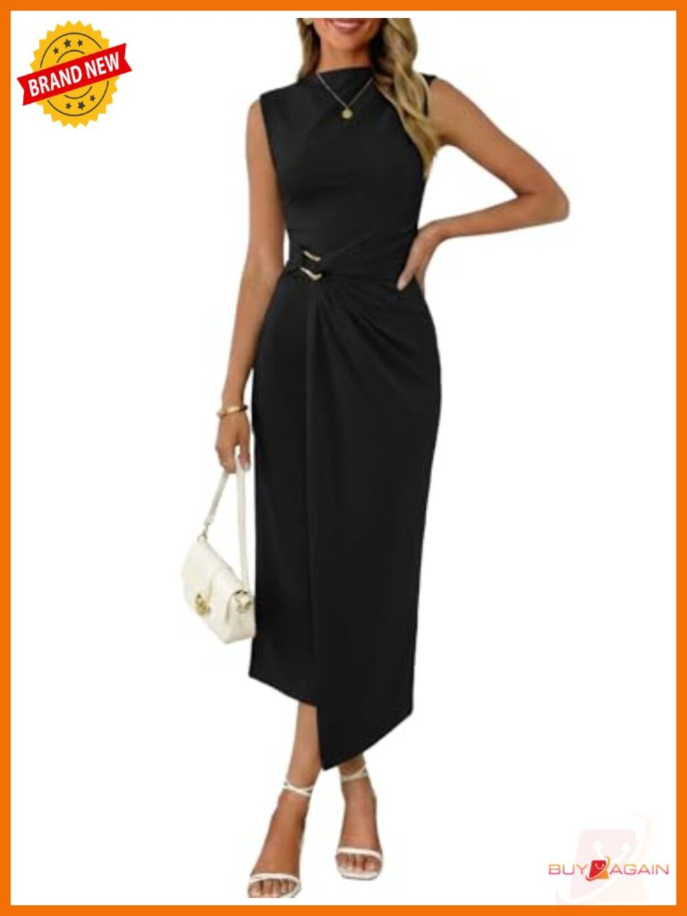 Mock Neck Ribbed Knit Ruched Bodycon Midi Dress Sleeveless Cocktail